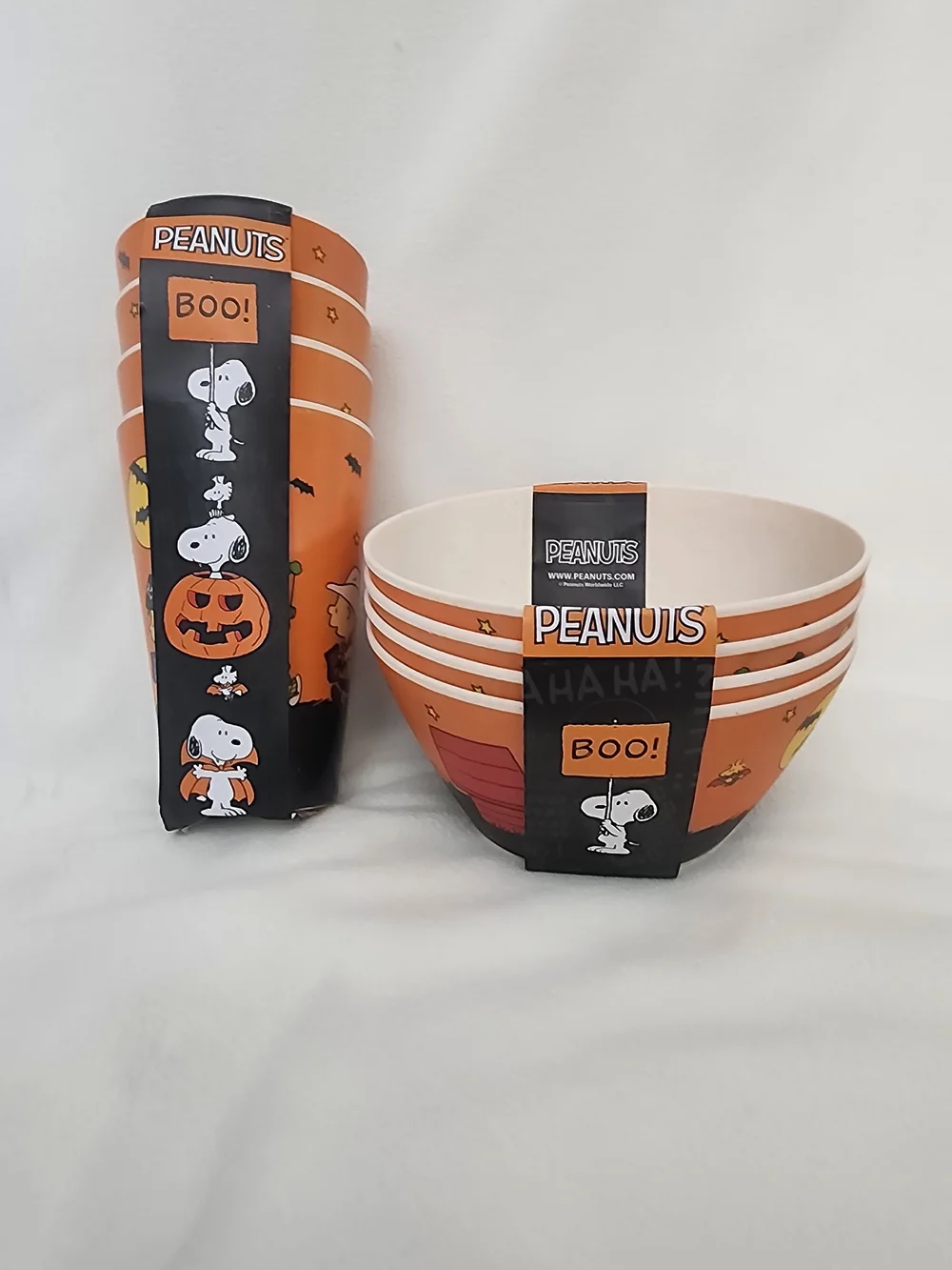 Peanuts Halloween Snack Bowls & Cups Orange & Black Snoopy Design